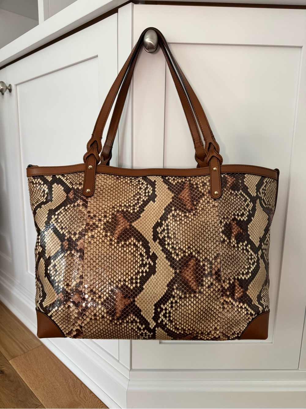 Gucci Python Snakeskin Craft Tote with Matching Pouch